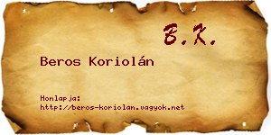Beros Koriolán névjegykártya